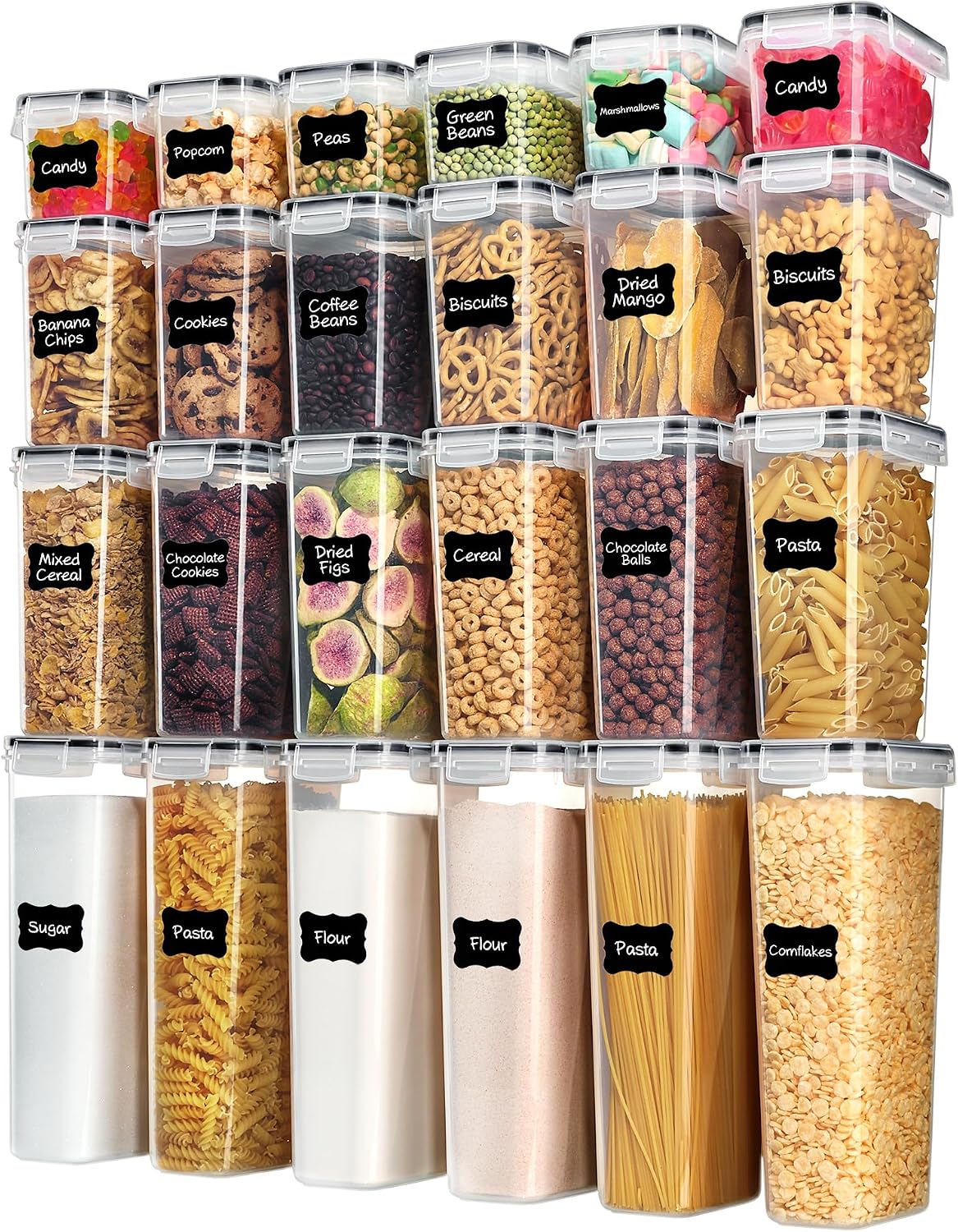 Snacks Food Labels - Recipientes Herméticos para Armazenamento de Alimentos