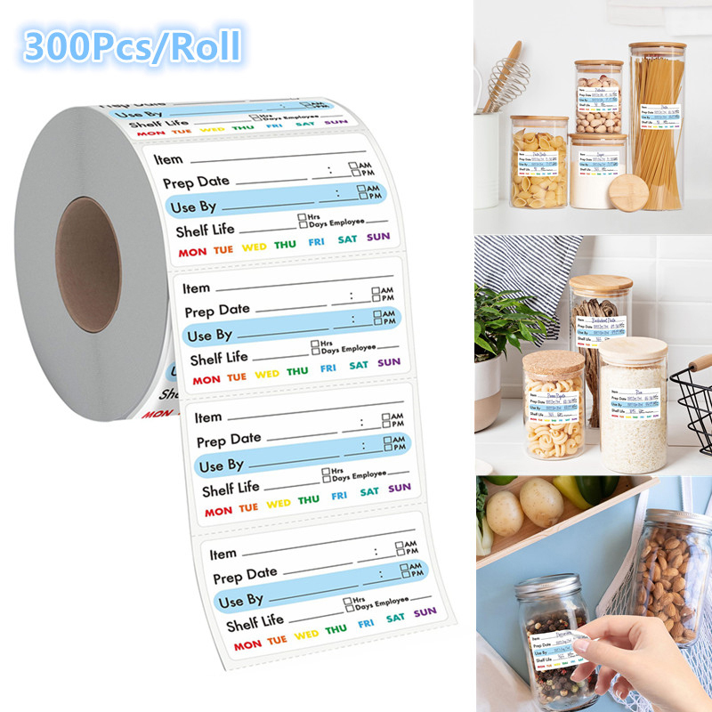 Snacks Food Labels - ^300 Peças/Rolo Etiqueta Adesiva de Data