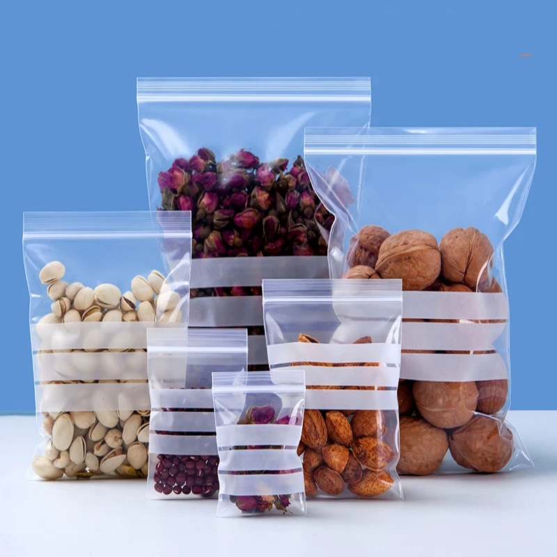 Snacks Food Labels - 200 Sacos Plásticos Transparentes de PE