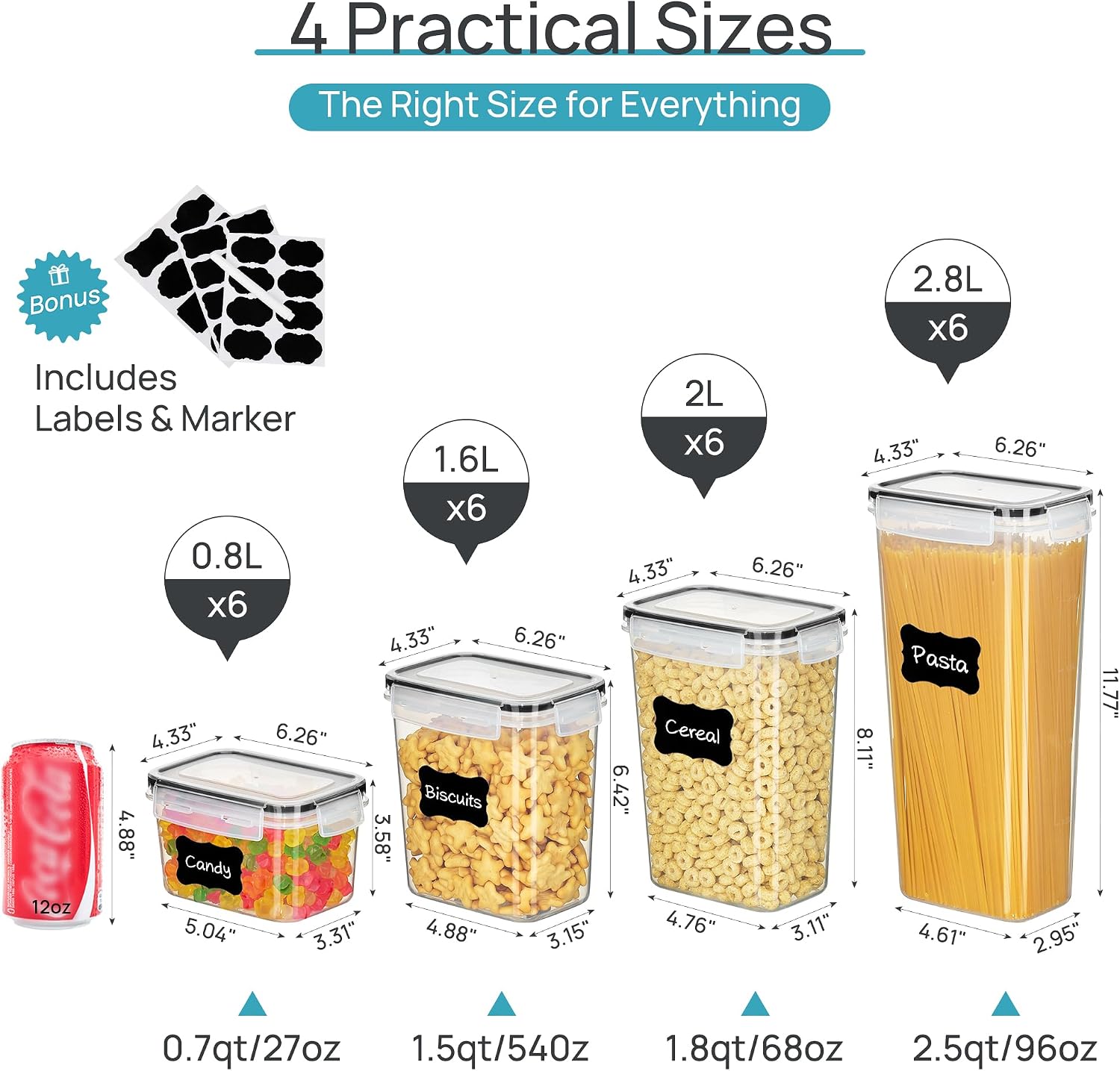 Recipientes Herméticos para Ar - Snacks Food Labels avaliação e preço