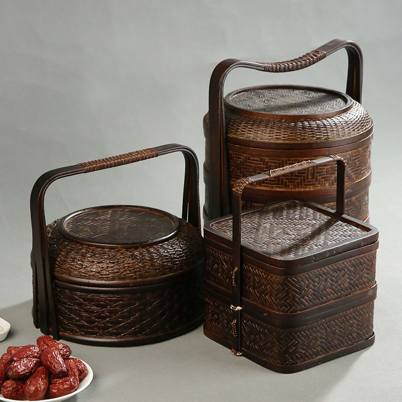 Cesta de piquenique de bambu c - Food Snacks Hamper avaliação e preço